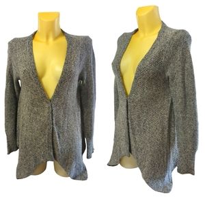 ❗$1 Bundled❗IF IT WERE ME Navy and Tan 2 Button Sharkbite Hem Sweater Cardigan